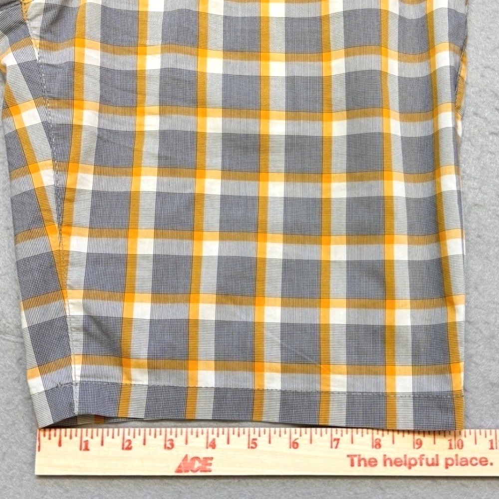 BOSS HUGO BOSS Regular Fit Plaid Shorts Mens 30 Orange Grey Checkered Golf - Picture 7 of 9